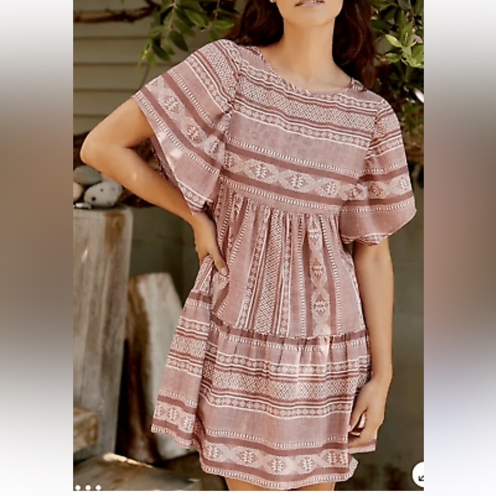 ANTHROPOLOGIE Maeve Tiered Stripe Mini Dress Small NEW